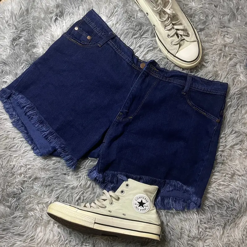 Celana Pendek Wanita Jeans Sobek Rawis Hotpants Rawis Murah-Jeans Pendek Wanita Sobek Rawis Ripped  Hotpants Murah Jumbo Gede Terbaru !!! Tebal Nyaman Stretch 2