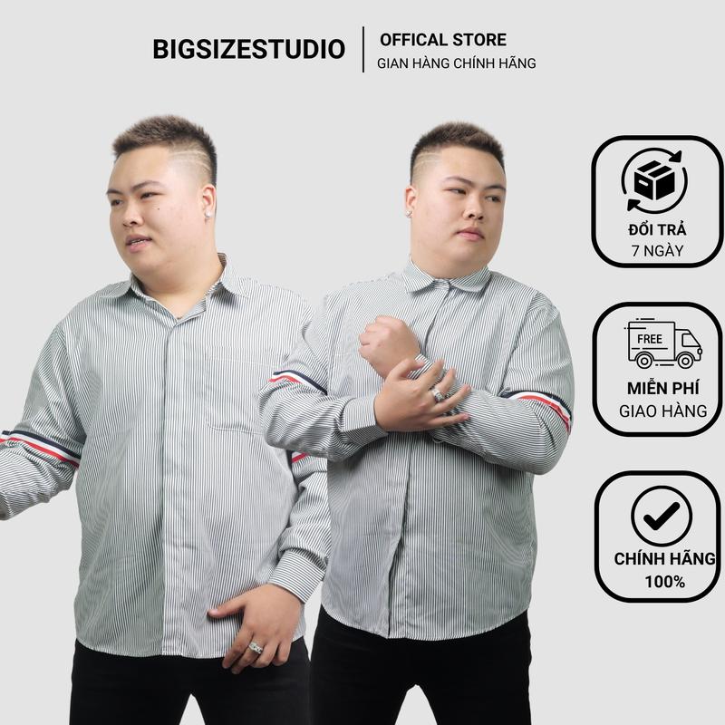 ÁO SƠ MI KẺ SỌC DỌC dành cho người béo có size đến 150 kg BIGSIZESTUDIO Nam Menswear