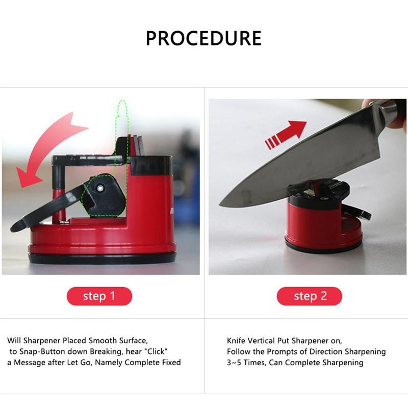 Household Mini Knife Sharpener With Suction Base, 1 Count Double Sided Manual Knife Sharpener For Kitchencfy 2