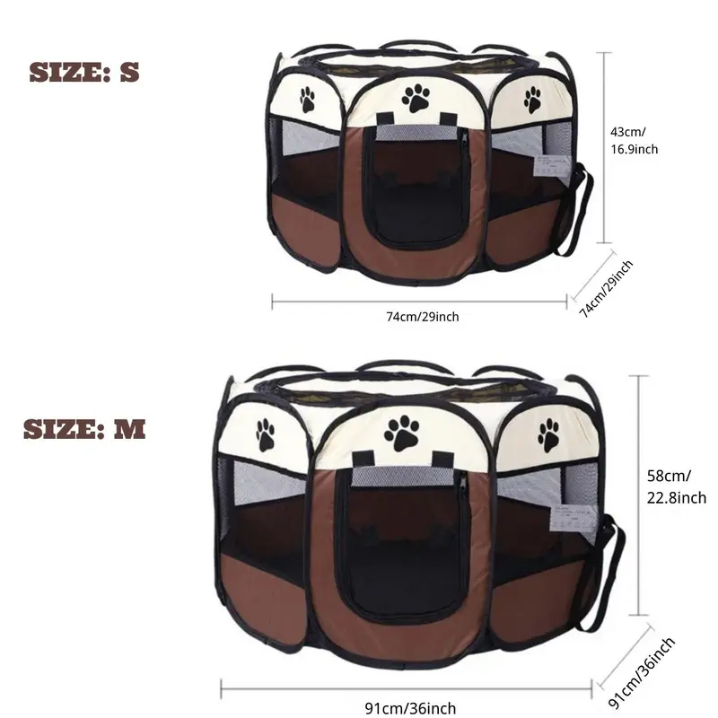 Portable Mesh Pet Gaming Cage, Waterproof Pet Playpens, Foldable Pet Cages for Small Dogs & Cats 2