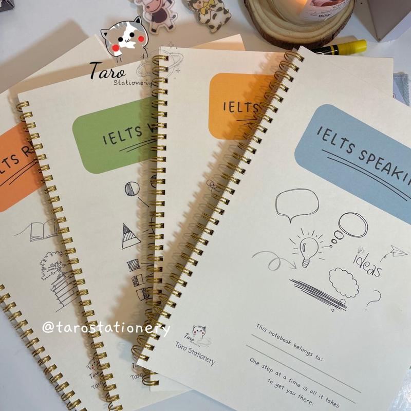Sổ IELTS Writing, Speaking, Listening, Speaking Sổ Notebook IELTS, Tiếng Anh Taro Stationery vở kẻngang không vở  giáo sổ  logh booknotes lò xo sach  không còng sotay ke klong tay doreart giấy a100 bìa kiếng sổ  tình vở  viết file  tài nháp so tiet a7 quy