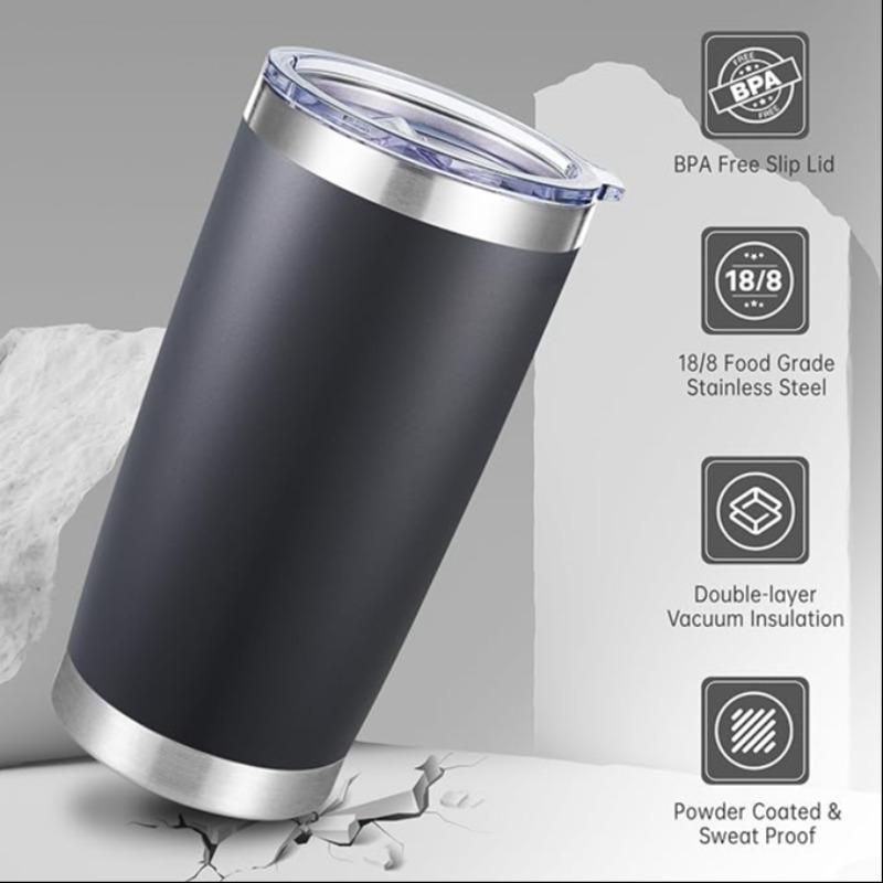 20oz Vacuum Flask, Large Capacity Stainless Steel Insulated Coffee Cup, Portable Travel Coffee Cup with Lid, Drinking Cup for Home Office, Drinkware 3