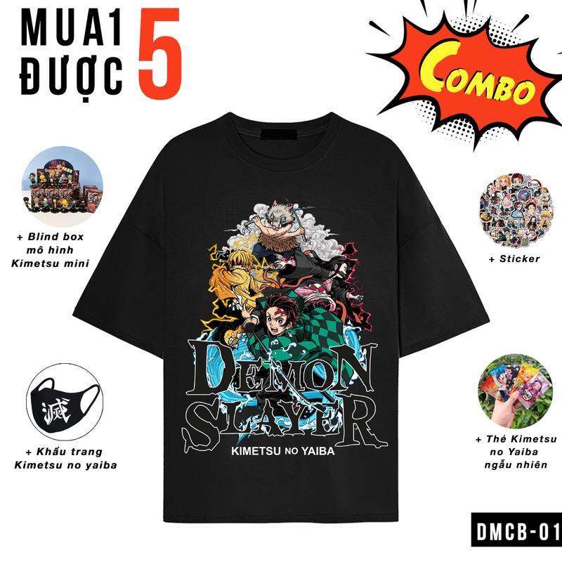 Combo Sát Quỷ - mua 1 được 5 Áo thun Kimetsu no yaiba, áo thun anime in hình Demon Slayer Tanjiro Zenitsu Nezuko Inosuke Menswear Top