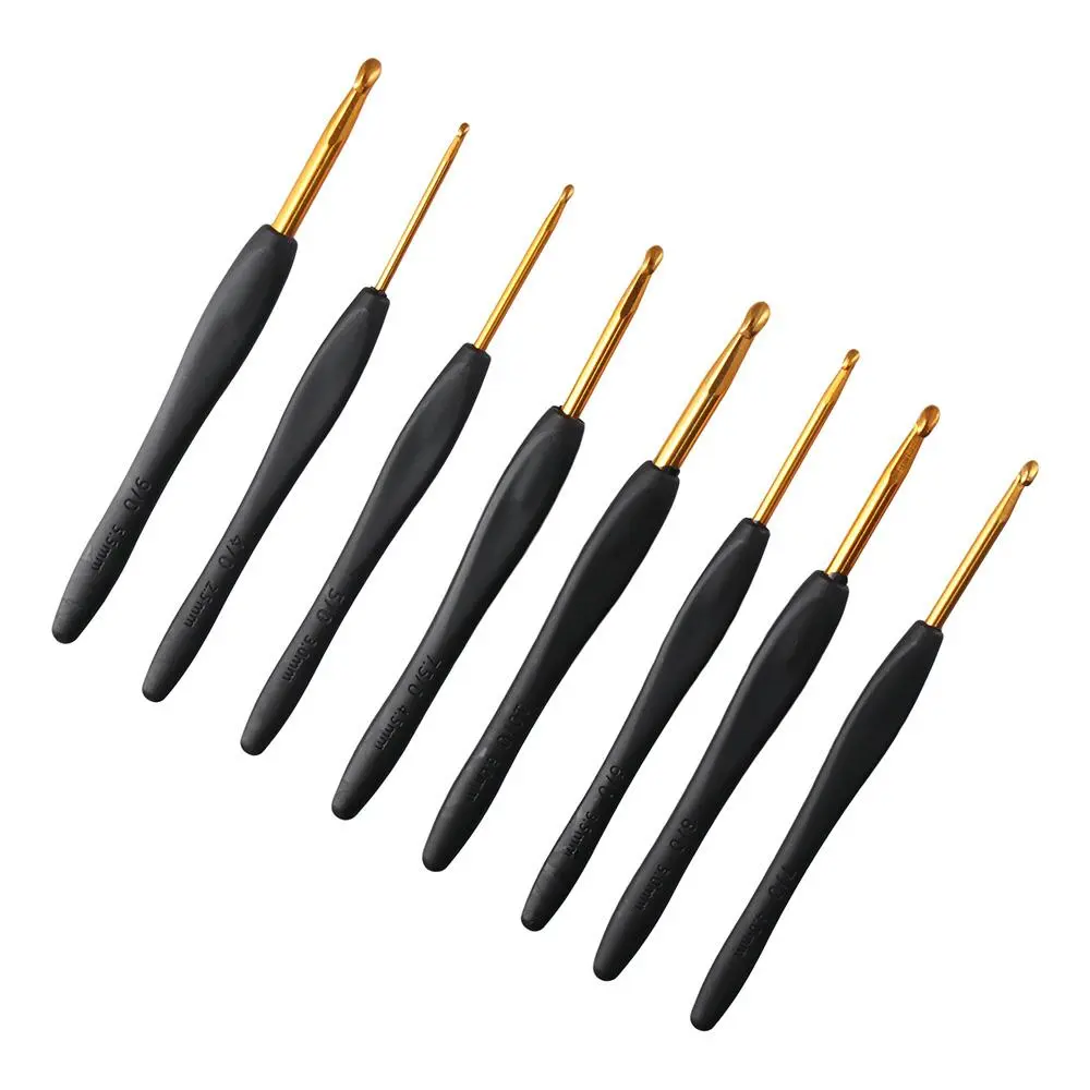 Set cangkuk mengait hitam untuk tangan artritis, jarum mengait lembut ...