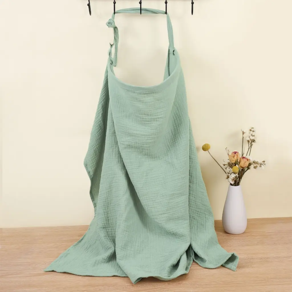 Portable Cotton Breastfeeding Cover with RigidHoop for Mother Nursing Apron Multi-use Carseat Canopy Double Layer