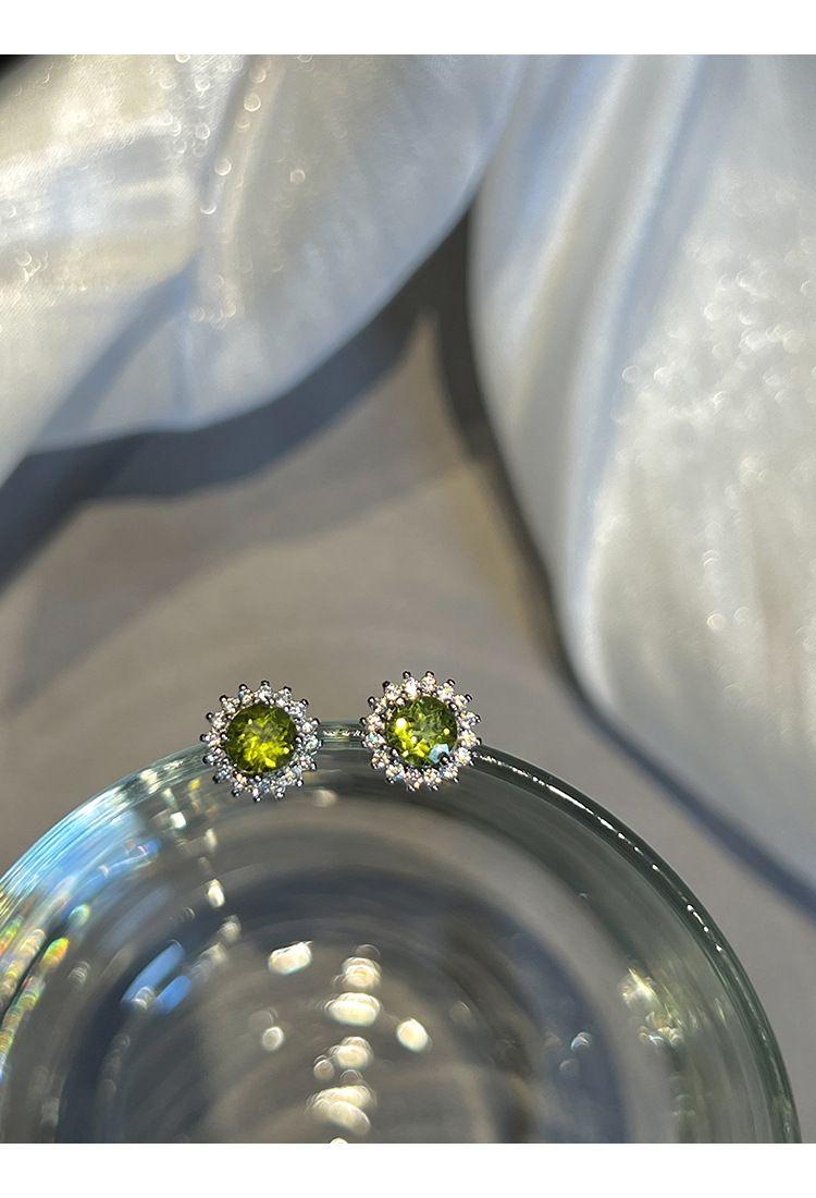 Product Introduction of Summer Fresh High Imitation Olivine Topaz Sterling Silver Needle Dopamine Stud Earrings Special-Interest Design High Sense Earrings Gift 13