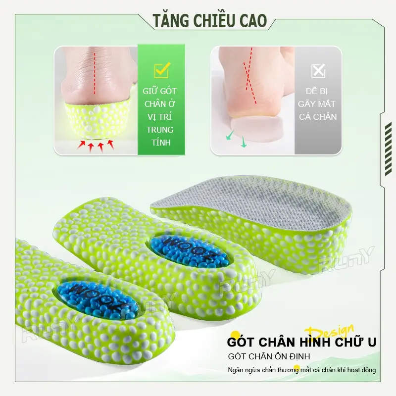 Miếng Lót Giày Tăng Chiều Cao, Đệm Khí, Miếng Đệm Nửa, Chèn Mềm, Thích Hợp Cho Giày Tăng Chiều Cao, Thể Thao, Bóng Rổ, Bảo Vệ Gót Chân độn nam 6