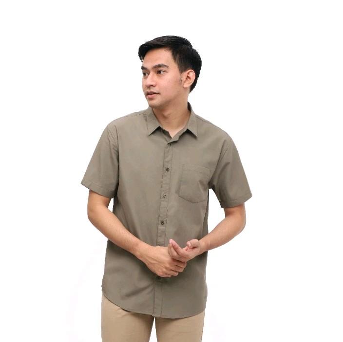 kemeja pria bahan oxford kemeja basic pria lengan pendek Formal Santai Nyaman 0