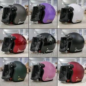 HELM BOGO CLASSIC RETRO FULL LEHER  Helm bogo dewasa / helm / helm bogo classic  KACA FLAT / DATAR SMOKE/GELAP  FREE BUBBLE WRAP / COD, hlem bogo classic Cembung