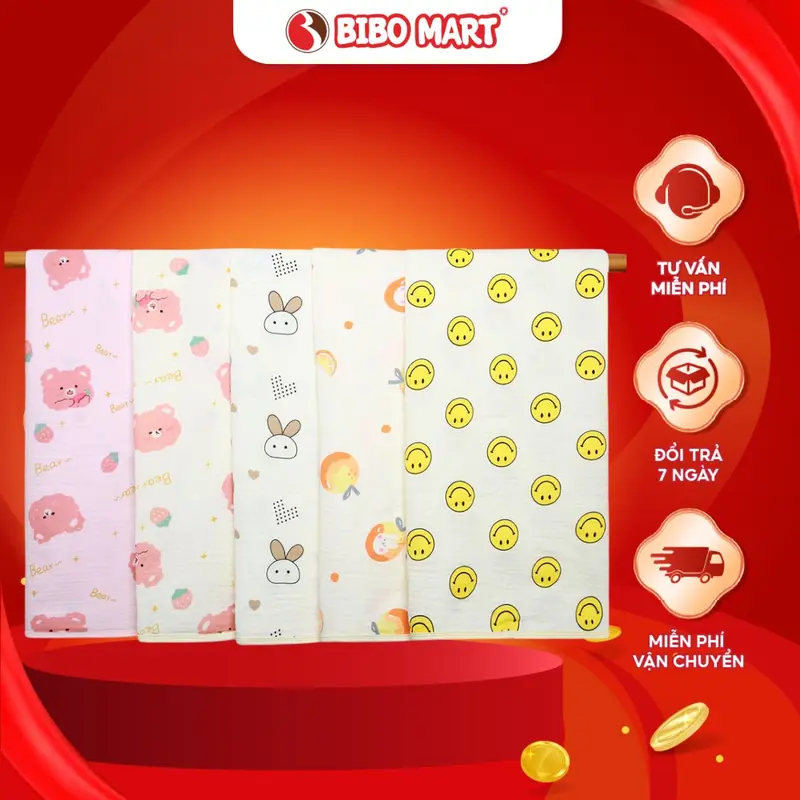 [QUÀ TẶNG] Chăn 2 lớp Bibo’s xô muslin in hình ngộ nghĩnh cho bé 0