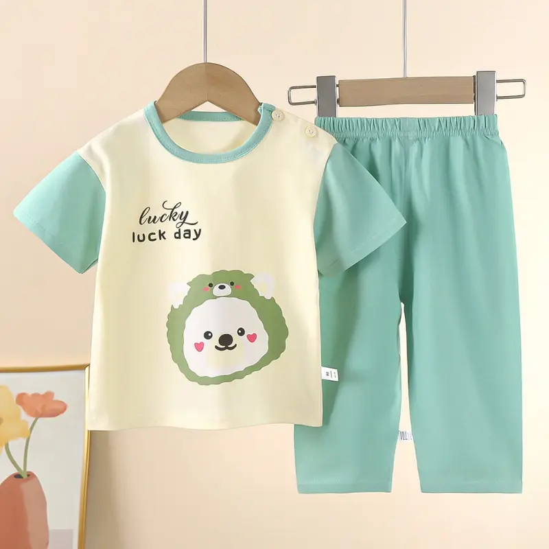 UNIWEAR SETELAN ANAK LAKI-LAKI 0-5 TAHUN PIYAMA ANAK BAJU ANAK PEREMPUAN BAJU PENDEK DAN CELANA PANJANG KATUN 3