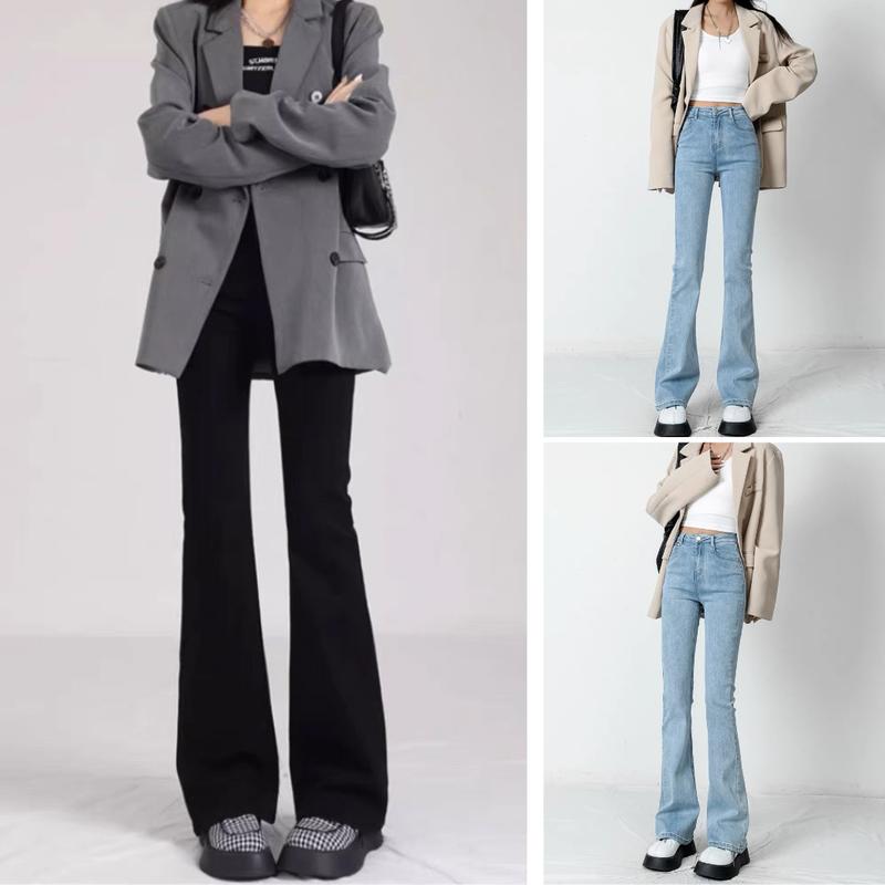 [TOSUN] Quần jean nữ ống loe cạp cao hack dáng chất jean co giãn nhẹ phong cách Douyin Q02