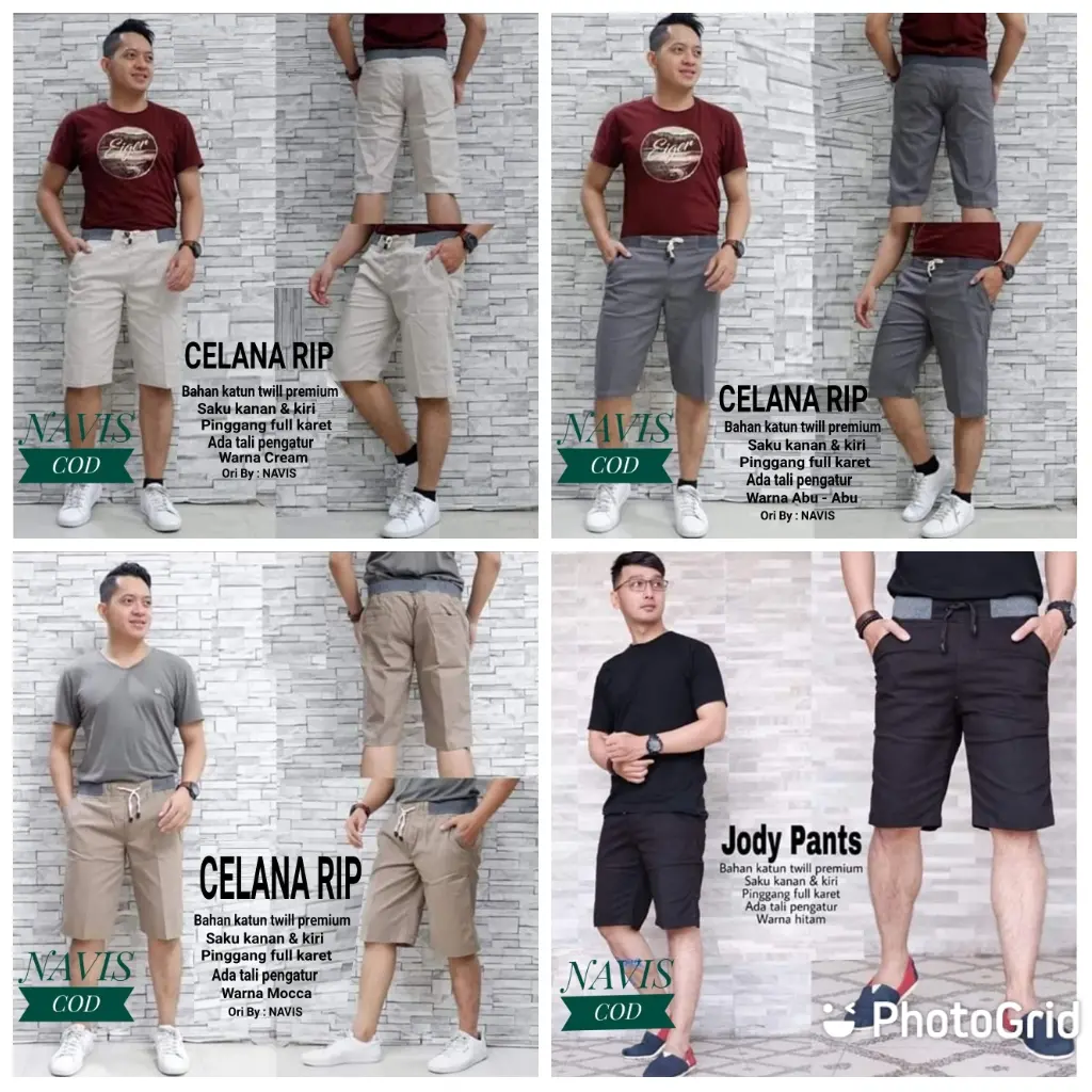 Celana Chino Pendek Pria mick pinggang karet rip katun twill surfing dewasa celana chino murah
