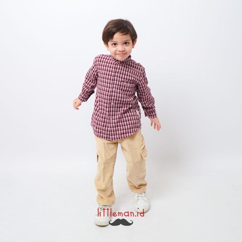 Kemeja Anak Lengan Panjang Gingham Series Motif Kotak Kerah Koko Shanghai Littleman.id 5