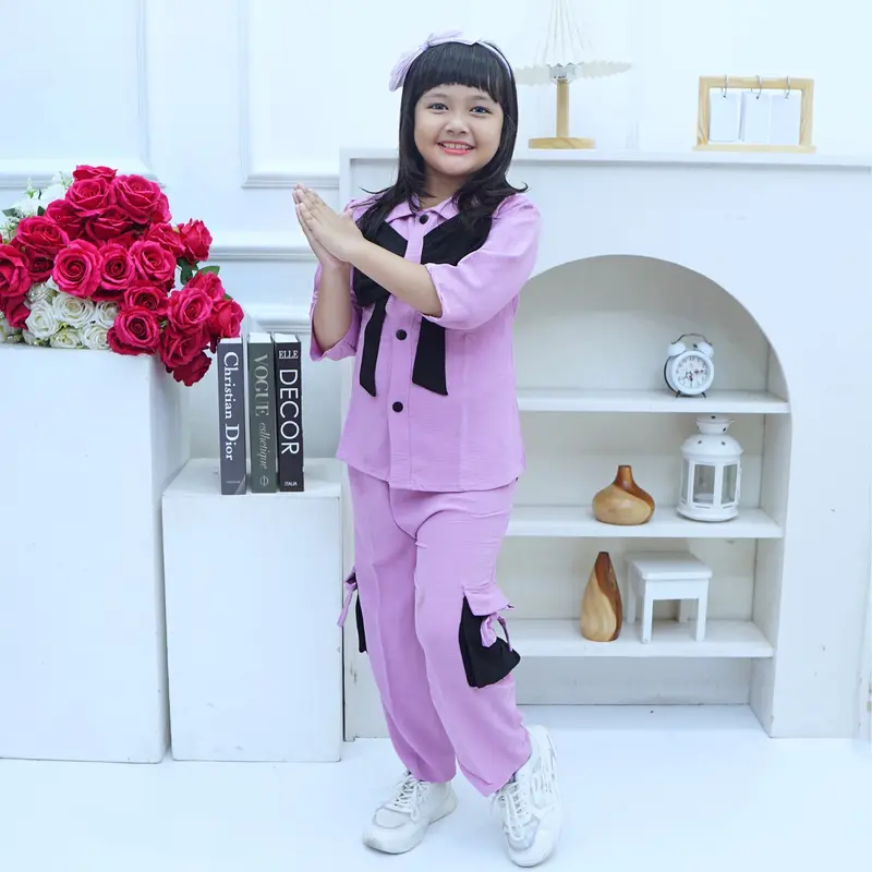 YA018 Baju anak perempuan usia 4-12 tahun setelan kupu kupu celana kargo Fashion 2