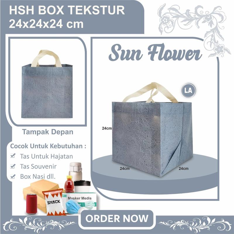 (ISI 6 PCS) Tas Goodie Bag Spundbond Tas Aqiqah Nasi Box Tas Berkat Hajatan Kotak Nasi 22x22 Tekstur 24x24x24 0