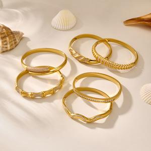 สร้อยข้อมือเพชรทุกชุด, สำหรับผู้หญิง, การออกแบบเรขาคณิต, อเนกประสงค์, สร้อยข้อมือแฟชั่น, สแตนเลส, ชุบทอง 18k, ส่วนบุคคล, สง่างาม, สง่างามสำหรับผู้หญิง