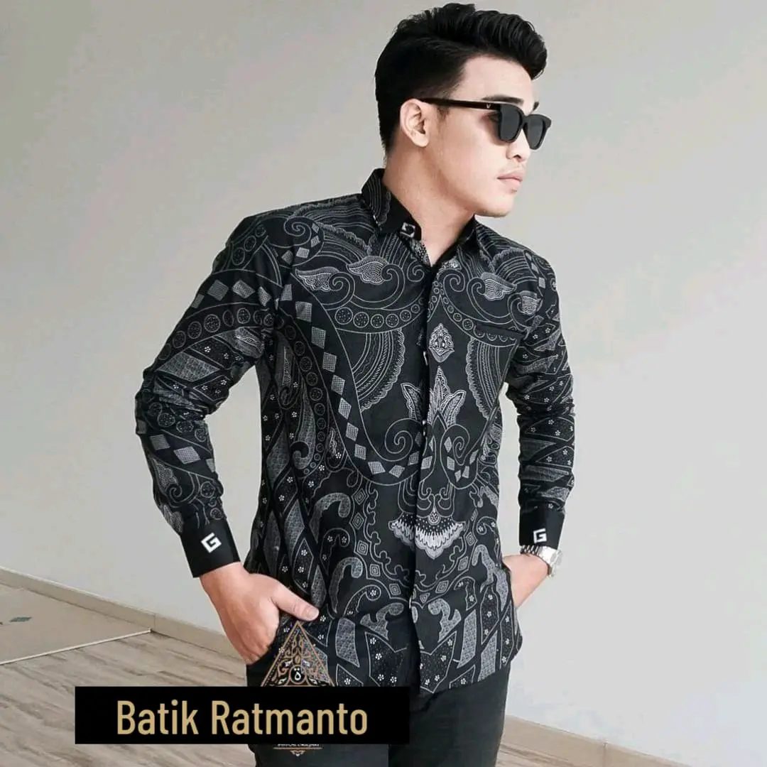 Kemeja Batik Katun Motif ADISENO HITAM ABU // Furing Baju Fit