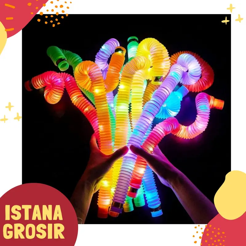Pop light Mainan anak Light Up Pop Tubes Pop Pipes Lampu Stick Pipa Selang Fidget Toy Game Cowok 3