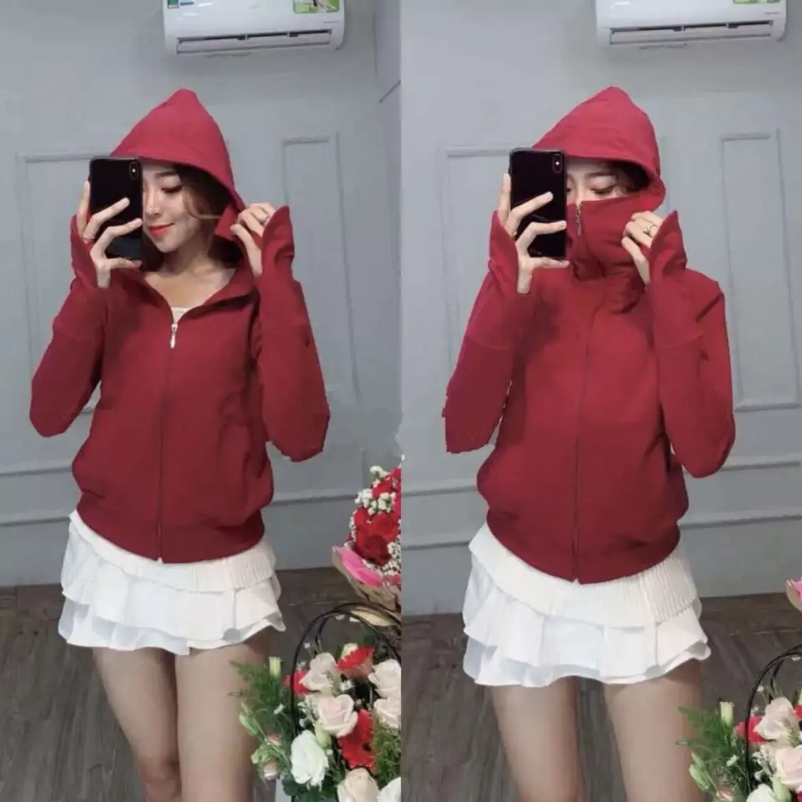 Áo khoác chống nắng nữ vải da cá dày mịn