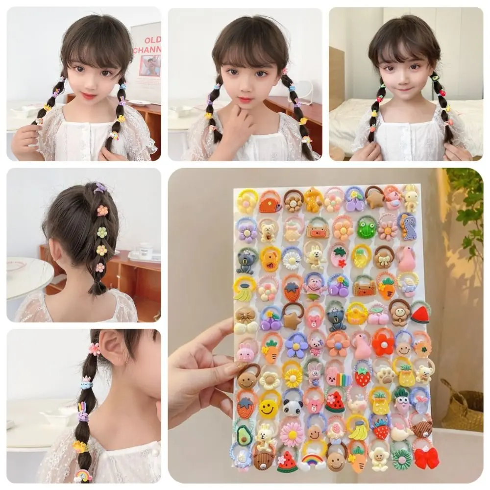 10pcs New Mini Baby Hair Rope Set Cartoon Cute Rubber Band Tie Hair Ponytail Flower Hair Ring Children Hair Accessory