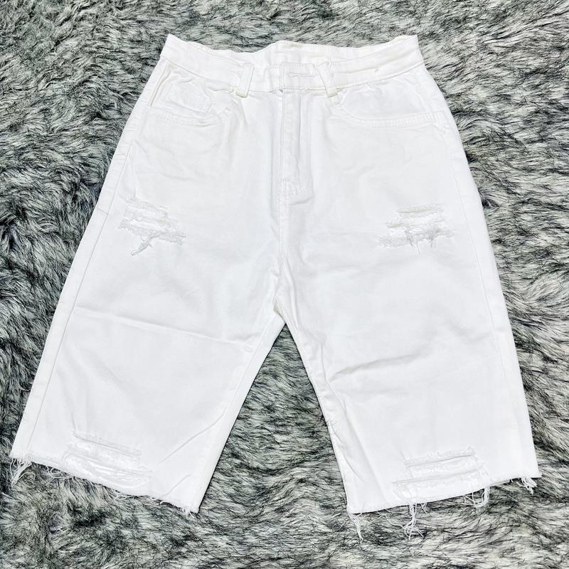 Quần Đùi ngố nữ kaki giãn rách cào nhẹ lưng cao lai tua Có Túi sau,Jean Denim Women Pants Có Túi Màu Trắng quần đùi jean nữ ôm dáng demin