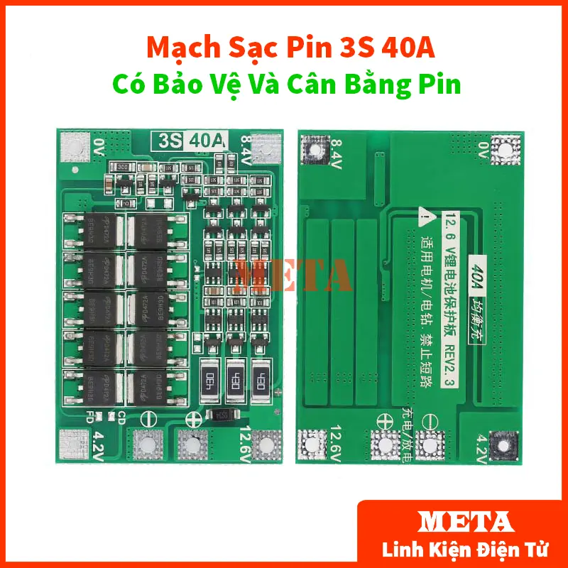 Mạch Sạc Pin 3S 12V-40A Sạc cân bằng và bảo vệ pin 18650 / Li-ion 3.7v (có chức năng phục hồi)