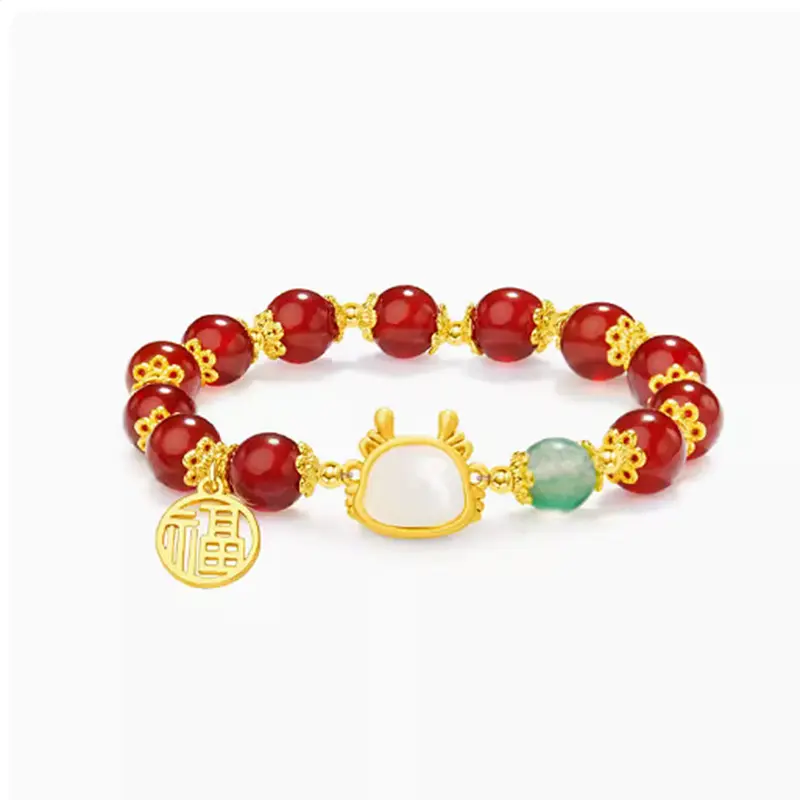 Zodiac Dragon Year Bracelet New Niche Style Elegant Imitation Agate Beaded Bracelet New Year Gift
