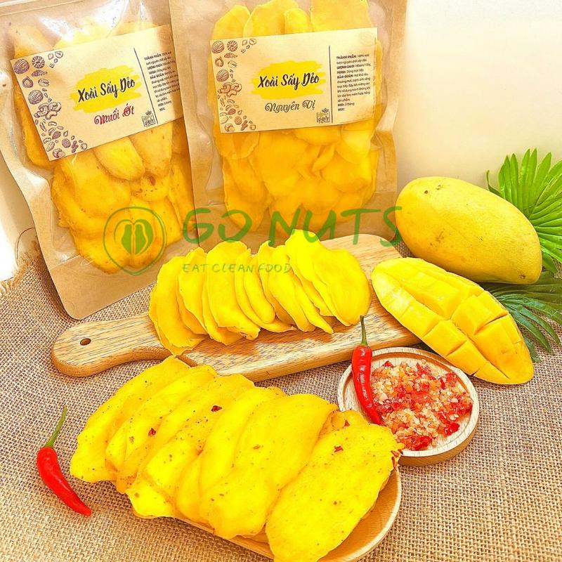 Xoài sấy dẻo ít ngọt GO NUTS nguyên vị muối ớt hoa quả trái cây sấy dẻo ít đường