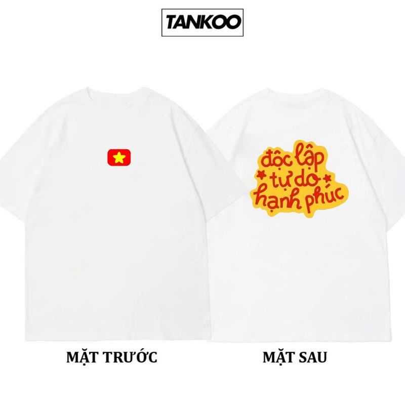Tankoo Áo Thun Cotton Local Brand In Chữ Độc Lập Tự Do Hạnh Phúc Chất Vải Thoáng Mát Thấm Hút Mồ Hôi Áo Phông Unisex Nam Nữ Menswear Cổ Tròn 1