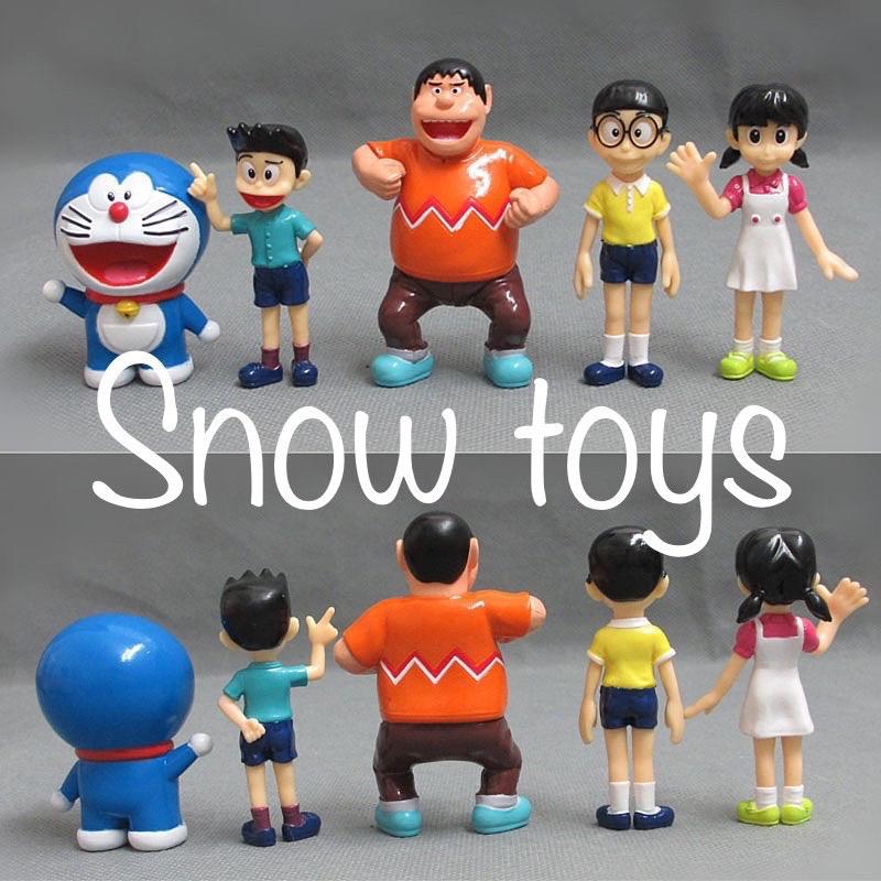 Mô hình Doraemon - Trọn bộ 5 Mô hình: Nobita Jaian Suneo Shizuka Doraemon - Nobita Chaien Xeko Xuka Doremon - Cao 5~7cm