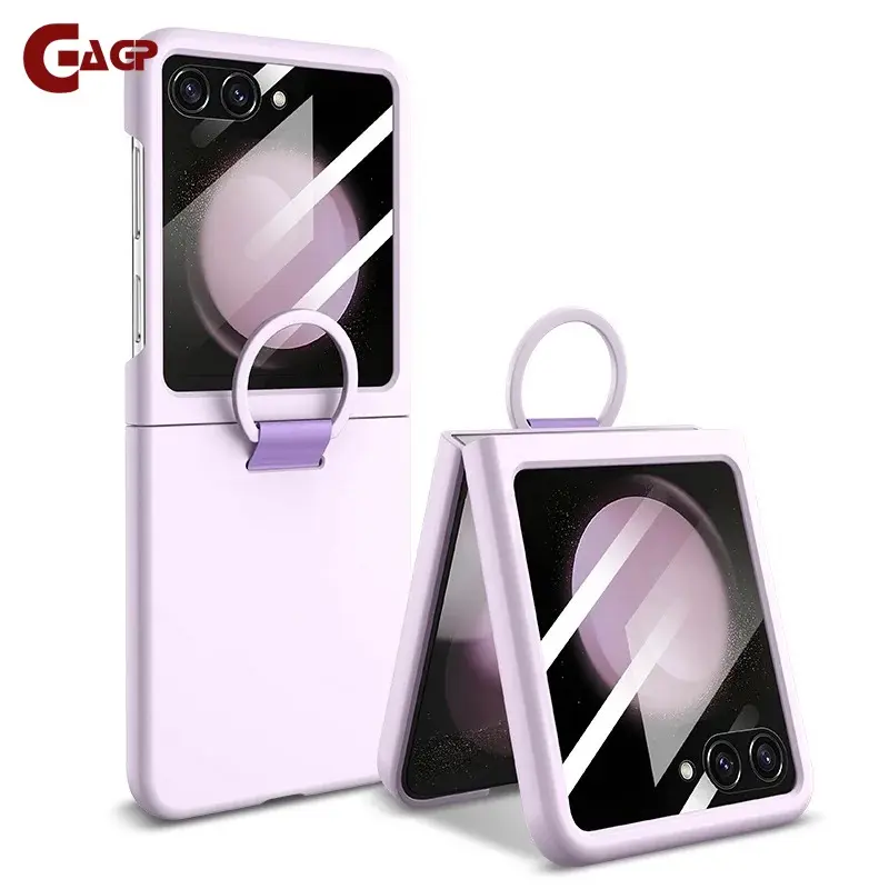 Ốp Điện Thoại Có Giá Đỡ Nhẫn Chính Hãng Silicon Lỏng Cho Samsung Galaxy Zflip 6 Z Flip 5 6 Phim Kính Màn Hình Ốp Chống Sốc 2in1 Phụ Kiện
