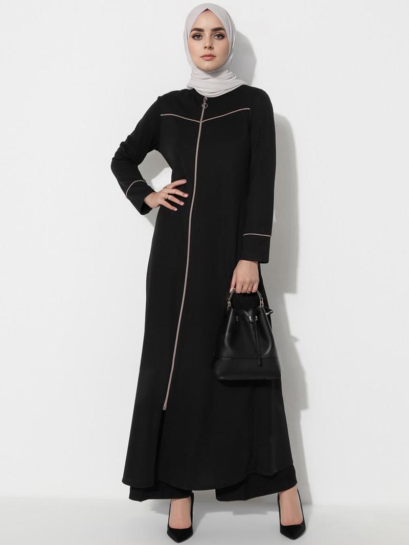 Product Introduction of Clearance Cross-Border Foreign Trade Muslim Clothing Abaya Cardigan Coat Long Zipper Autumn Clothing Dress Middle East 7