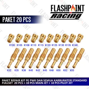 (BISA COD) 20 PCS PAKET JET PWK PE FULLSET MAIN JET PILOT MAINJET SPUYER REPAIR KIT REPAR REPARASI KARBURATOR KARBU PWK PE PWL KLX D TRACKER NINJA TIGER MEGAPRO NINJA KEIHIN BLACKVIPER CPO VARIO MIO RX MX SUPRA BYSON SMASH FU SATRIA SPIN GL F1ZR