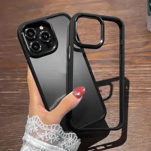 [Ready Stock] Dilapisi Akrilik Transparan Case untuk hp iPhone XR 11 13 14 6 7 8 15 Plus 12 15 13 Pro Max X XS Max SE 2022 2020 Casing Tahan Guncangan Penutup Belakang Lembut