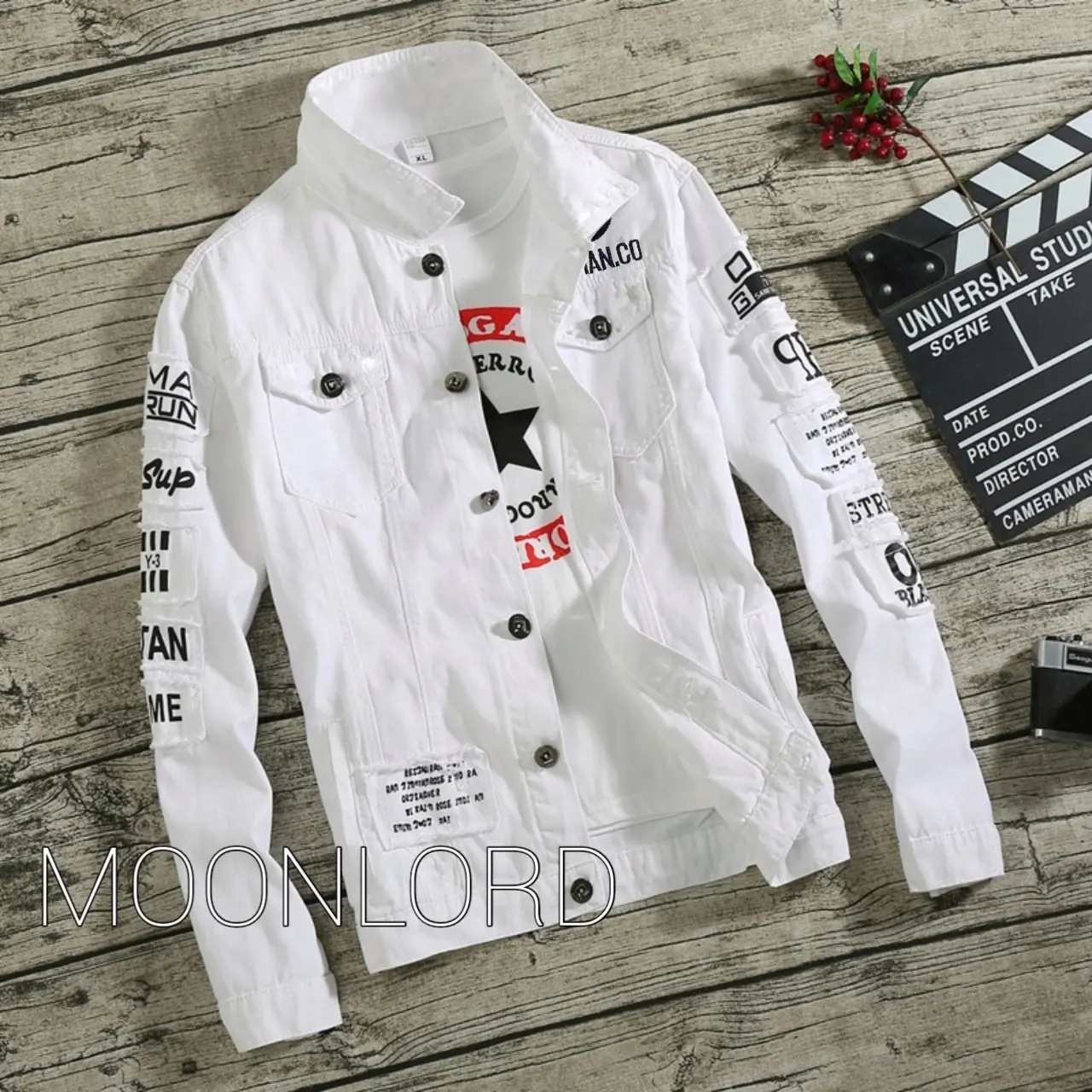 Jaket Jeans New Fashion White FULL Bordir Size M L XL dan XXL|Jaket Jeans Putih