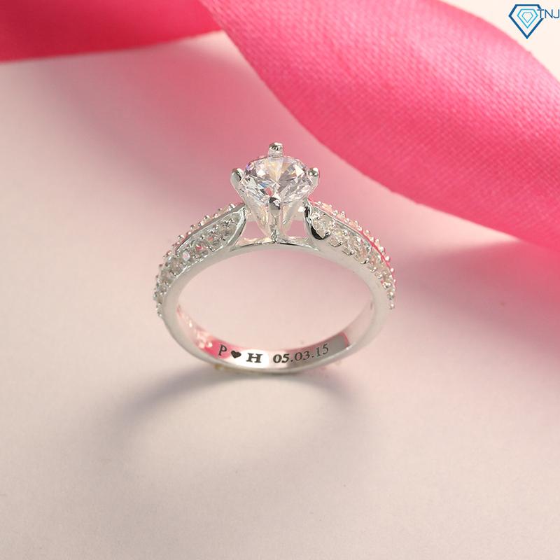 Nhẫn bạc nữ đính đá cao cấp khắc tên theo yêu cầu NN0165
