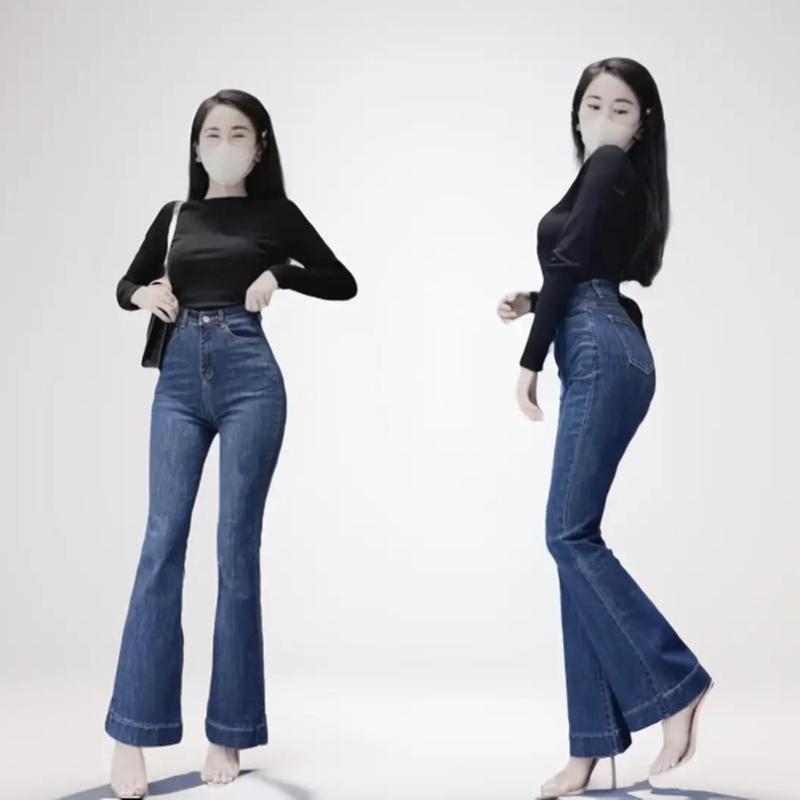 Quần Jeans Loe Nữ Mẫu trơn co giãn Lai cuốn tôn dáng ( Dài 100cm) Pants Women quan jean Retro Button calem club ống