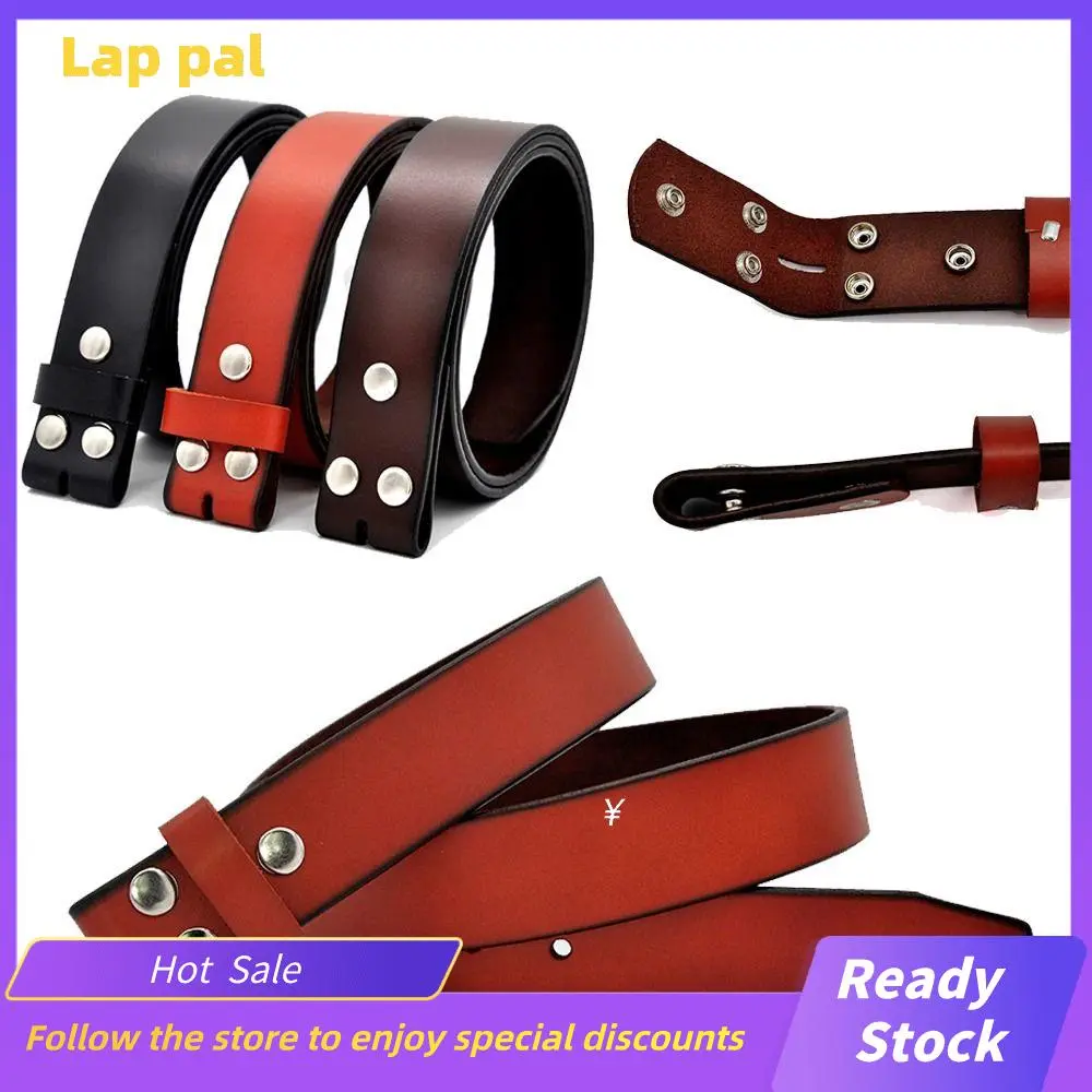 Casual Craft DIY Luxury Brand Designer No Buckle Girdle Stud Snap Clip Waistband  Leather Belt 3.8cm with Hole