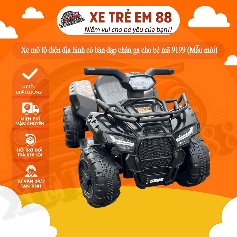 Xe mô tô điện địa hình có bàn đạp chân ga cho bé mã 9199A (Mẫu mới)