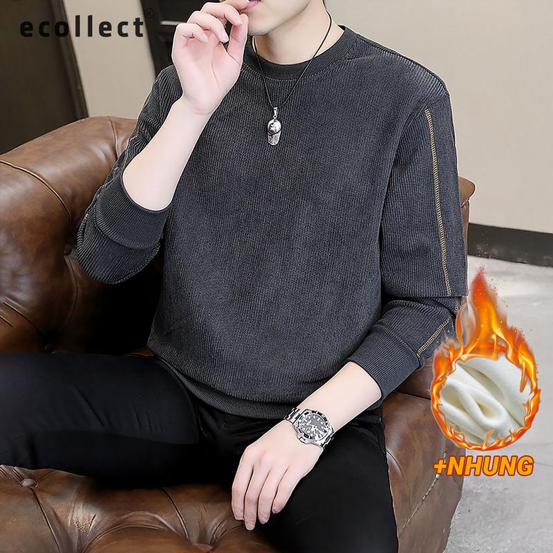 Áo sweater nỉ nhung tăm dày ép lông ECOLLECT dành cho nam ấm áp may chỉ nổi tinh tế mới thu đông 2024 - SW05 Menswear Dài Tay Hoodie