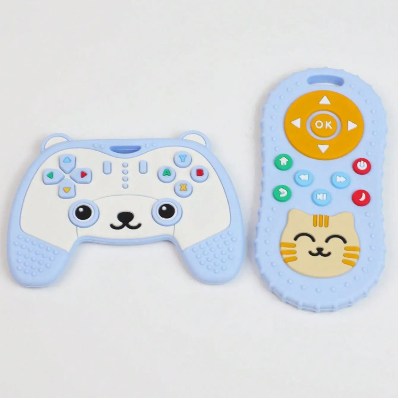 Baby's Cute Bear Design Game Controller Teether (2pcs/set), Soft Silicone Baby Teether for Infants Newborns, Colorful Baby Soothing Teether Bite Teether Baby Grasping Toy