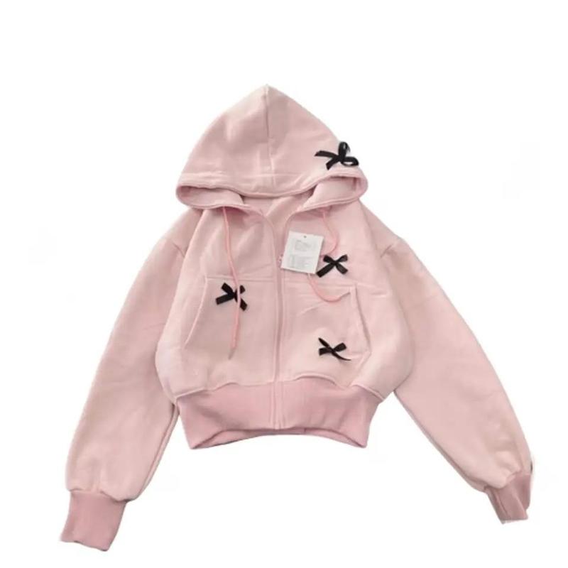 Áo khoác nỉ hoodie mũ 2 lớp dáng lửng croptop gắn nơ (NỈ NƠ) M191