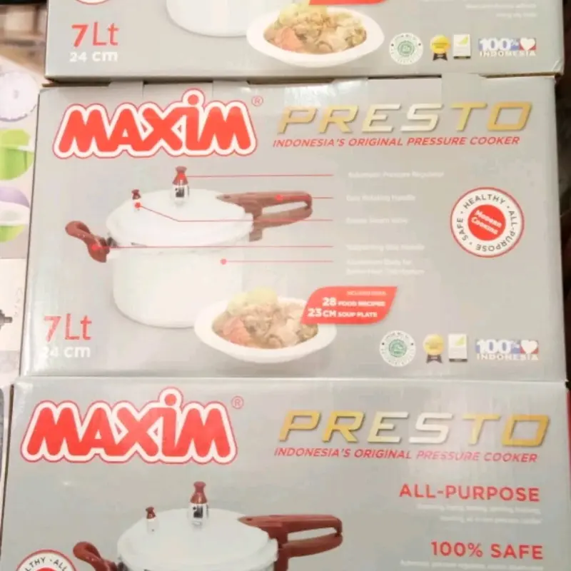 Maxim Presto 7 Liter Tekanan Multi Fungsi dengan Tutup Kaca Anti Lengket dan Pegangan Anti-Slip 1