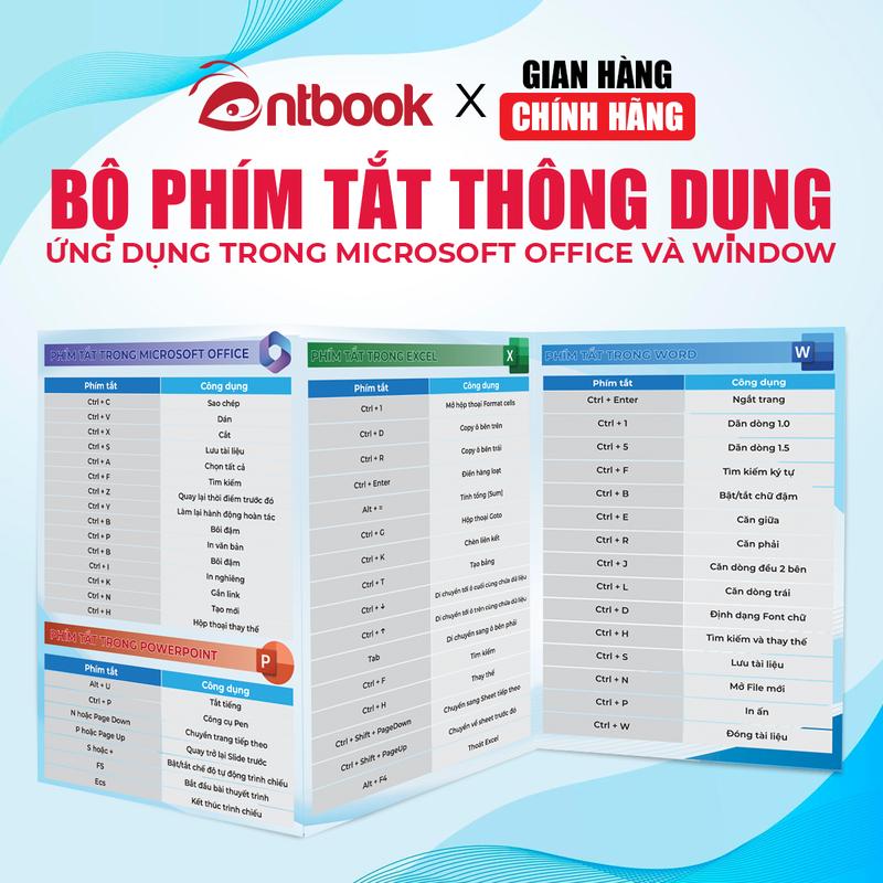 Tờ Gấp Phím tắt thông dụng trên Microsoft Office và Window - Ứng dụng thực tế