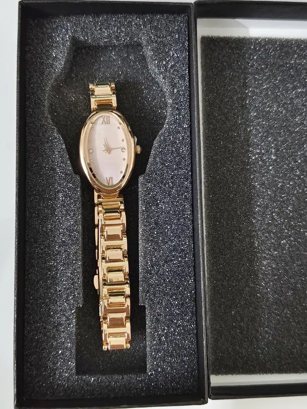 Women's Elegant Oval Dial Quartz Watch, Exquisite Trendy Wristwatch, Fashionable Watch for Women As Gift with Box 8
