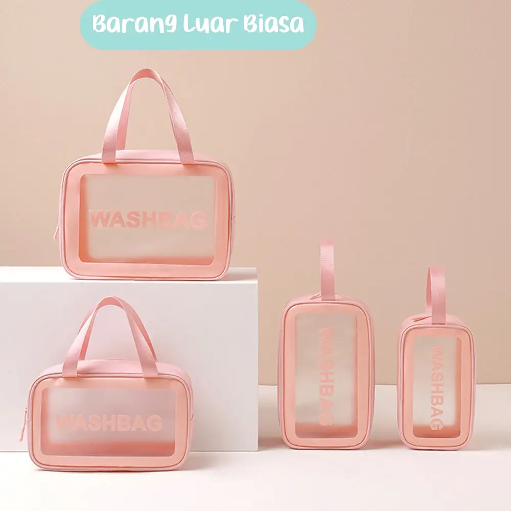 BLB Washbag Tansparan Washbag Travel Wshbag Waterproof Tas Kosmetik Besar Travel Tas Make Up Tas Travel Kulit Wanita
