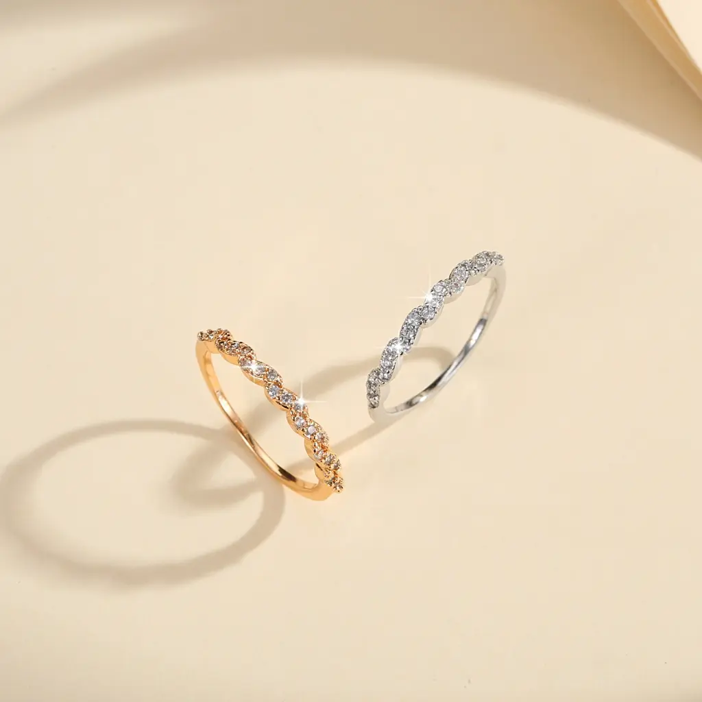 LM920 Cincin Titanium Simple Anti Karat Wanita Lapis Emas Berlian Perhiasan