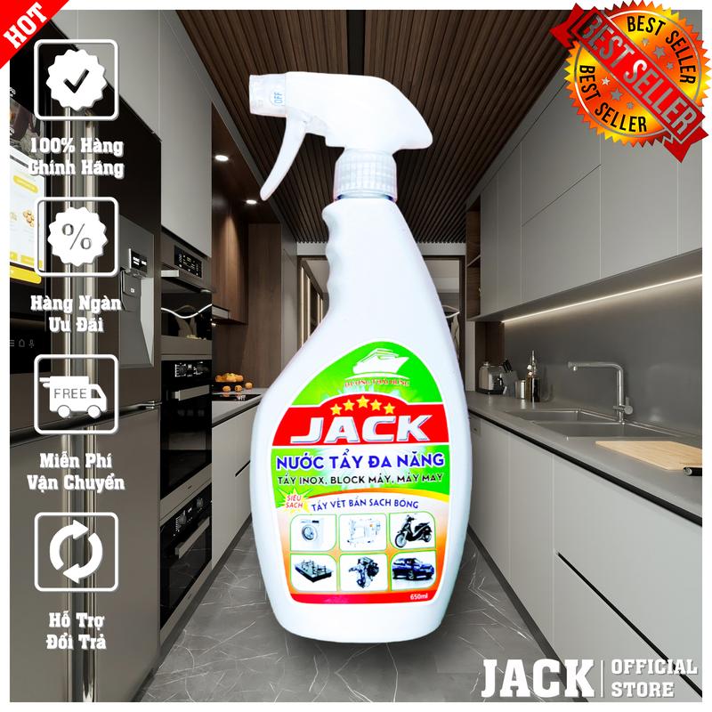 Chất Tẩy Nhà Bếp Đa Năng, Làm Sạch Dầu Mỡ, Dầu Nhớt, Dầu Máy, Vết Mực In, Rỉ Sét Inox, Tẩy Cặn Canxi, Nước Tẩy Rửa Đa Năng JACK 650ml Dạng Chai Xịt Tiện Dụng, giadung tienich