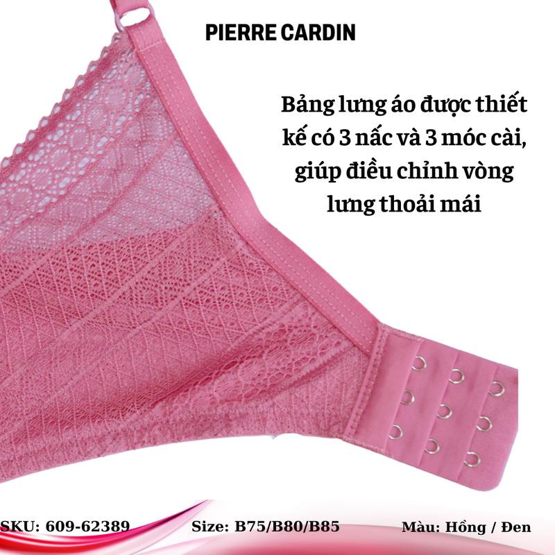 Áo lót nữ 609-62389 nhãn hiệu Pierre Cardin, vải ren, có gọng, cúp xéo 3/4, mouse mỏng  Women Bra 3